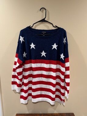 Talbots Red, White, Blue Crewneck Sweater, Large